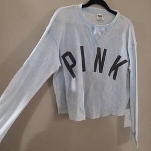PINK Victoria's Secret Cropped Long Sleeve Waffle Knit Top